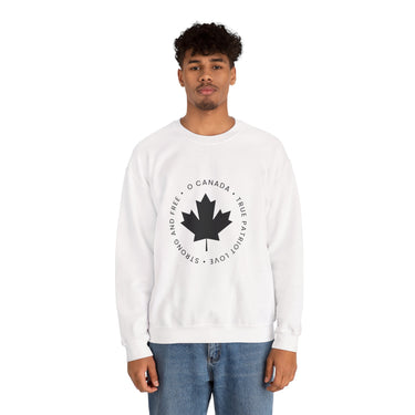 Faith Culture – O Canada Circle Maple Leaf Crewneck Sweatshirt – White | True North Canadian Pride Pullover