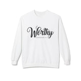 Faith Culture - Worthy Christian Sweatshirt | Ephesians 4:1 Bible Verse Pullover White