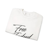 Faith Culture – Free Indeed Christian Crewneck Sweatshirt – White | Minimal Script Style Based on John 8:36