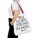 True North Strong in Faith Christian Tote Bag | Psalm 121:1-2 Scripture Gift