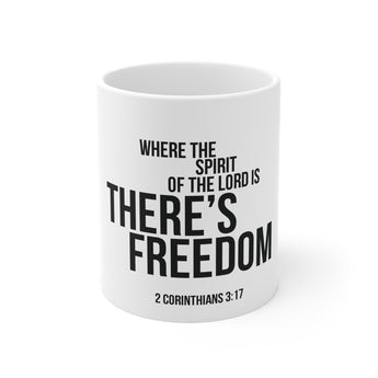 Where the Spirit Is There’s Freedom Christian Mug | 2 Corinthians 3:17 Scripture Gift 11oz White