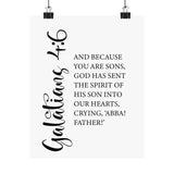 Faith Culture - Abba Father Christian Poster Galatians 4:6 Scripture Wall Art 8" x 10" Matte