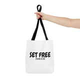 Faith Culture – Set Free Christian Tote Bag | John 8:36 Bible Verse Tote