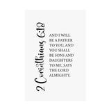 Faith Culture - Sons and Daughters Christian Poster 2 Corinthians 6:18 Scripture Wall Art 12″ x 18″ Matte
