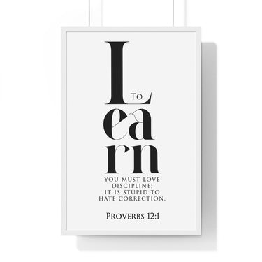 Wisdom's Path - Proverbs 12:1 - Christian Wall Art 20" x 30" White
