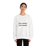 Faith Culture – O Canada Maple Circle Crewneck Sweatshirt – White | Anthem-Inspired Pullover