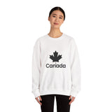 Faith Culture – Classic Black Maple Canada Crewneck Sweatshirt – White | Minimalist Canadian Statement Pullover