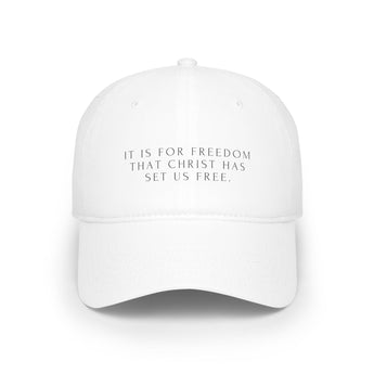 Faith Culture – Christ Has Set Us Free Galatians 5:1 Christian Baseball Cap | Bold Scripture Hat for Everyday Faith White One size