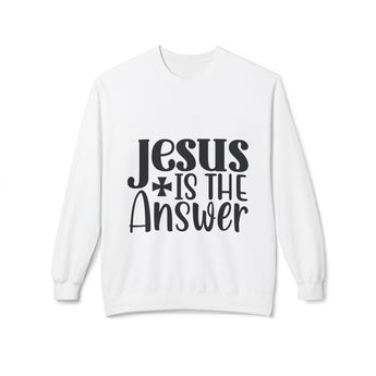 Faith Culture - Jesus Is the Answer Christian Crewneck Sweatshirt White Inspirational Faith Pullover White