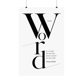 Faith Culture Your Word Is A Lamp To My Feet Psalm 119:105 Christian Matte Poster | Modern Typography Scripture Wall Art Print