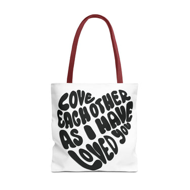 Faith Culture - Serve One Another in Love Christian Tote Bag - Galatians 5:13 Bible Verse 18" × 18'' Red