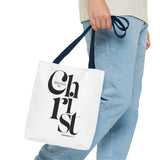 Faith Culture - Rooted in Christ Christian Tote Bag | Colossians 2:7 Bible Verse Bag 13" × 13'' Navy