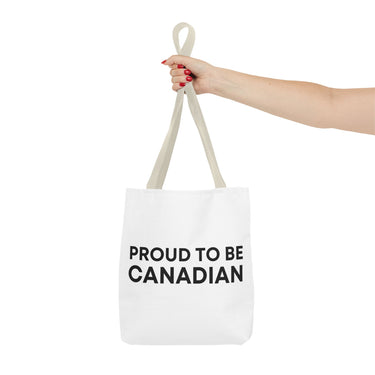 Faith Culture – Proud to Be Canadian Tote Bag | Bold Statement Carryall for Everyday Patriotism 13" × 13'' Beige