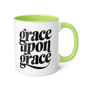 Faith Culture - Grace Upon Grace - Christian Accent Coffee Mug, 11oz Light Green 11oz