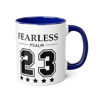 Faith Culture - Fearless Psalm 23 - Christian Accent Coffee Mug, 11oz Blue 11oz