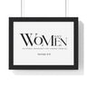 You Surpass Them All framed Christian wall art, Proverbs 31:29, black lettering on white with a black wooden frame