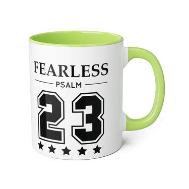 Faith Culture - Fearless Psalm 23 - Christian Accent Coffee Mug, 11oz Light Green 11oz