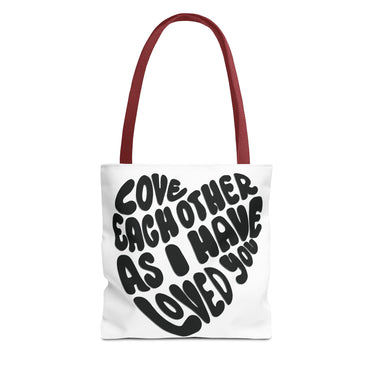 Faith Culture - Serve One Another in Love Christian Tote Bag - Galatians 5:13 Bible Verse 13" × 13'' Red