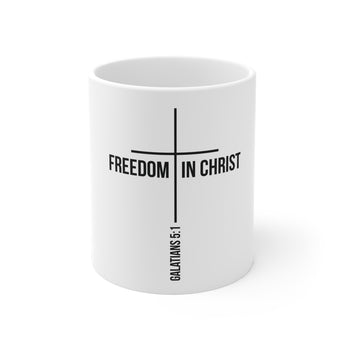 Freedom in Christ Christian Mug | Galatians 5:1 Bible Verse Gift 11oz White