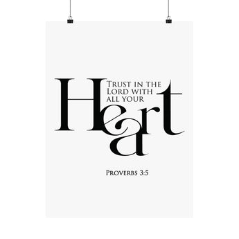 Faith Culture Trust In The Lord Proverbs 3:5 Christian Matte Poster | Scripture Wall Art Print