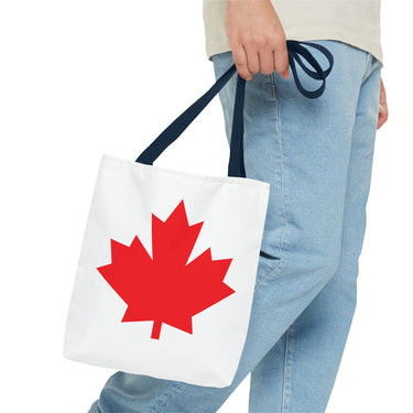 Faith Culture – Classic Red Maple Leaf Tote Bag | Timeless Canadian Icon Carryall 13" × 13'' Navy