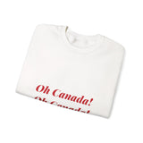 Faith Culture – O Canada Maple Circle Crewneck Sweatshirt – White & Black | Classic Monochrome Anthem Pullover