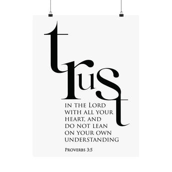 Faith Culture Heart Trust in the Lord Proverbs 3:5 Christian Matte Poster | Minimalist Scripture Wall Art Print