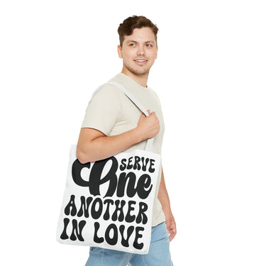 Faith Culture - Serve One Another in Love Christian Tote Bag - Inspirational Bible Verse Galatians 5:13