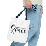 Faith Culture - Dad in Established Grace Christian Tote Bag | Father’s Day Gift 13" × 13'' Navy