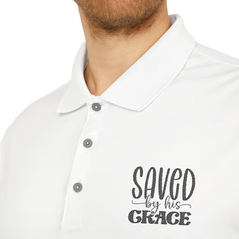 Faith Culture - Saved by His Grace - Christian Unisex Performance Polo by adidas® White