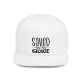 Faith Culture - Saved by His Grace - Christian Snapback Hat, Flat Bill Cap for Men and Women One size White