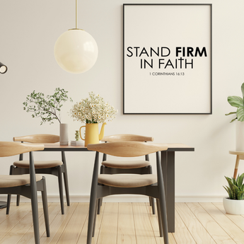 Stand Firm in Faith Christian Framed Wall Art | 1 Corinthians 16:13 Scripture Decor