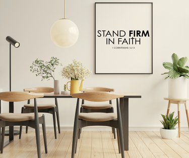 Stand Firm in Faith Christian Framed Wall Art | 1 Corinthians 16:13 Scripture Decor