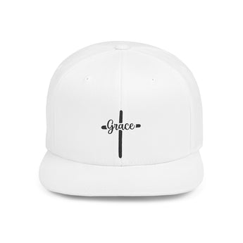 Faith Culture - Grace Cross - Christian Snapback Hat, Flat Bill Cap for Men and Women One size White