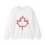 Faith Culture – Outline Maple Leaf Crewneck Sweatshirt – White | Minimalist Canadian Heritage Look