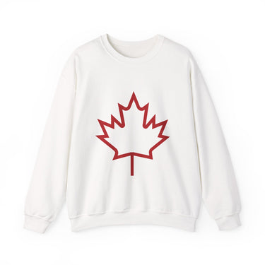 Faith Culture – Outline Maple Leaf Crewneck Sweatshirt – White | Minimalist Canadian Heritage Look