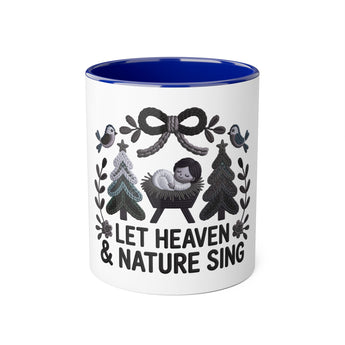 Faith Culture - Let Heaven and Nature Sing Christian Christmas Mug, 11oz | Baby Jesus Neutral Holiday Coffee Cup