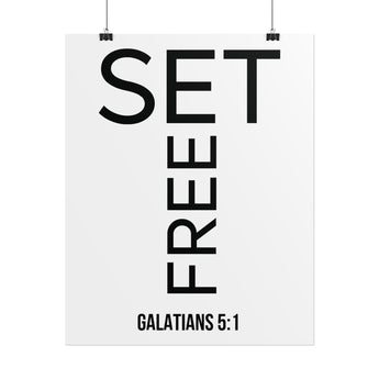 Set Free Christian Poster | Galatians 5:1 Bible Verse Wall Art 16" x 20" (Vertical)