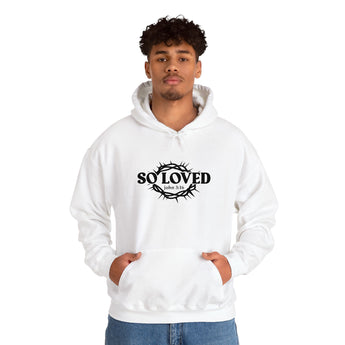 Faith Culture - So Loved John 3:16 Christian Hoodie – White | Crown of Thorns Faith Pullover