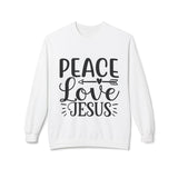 Faith Culture – Peace Love Jesus Christian Crewneck Sweatshirt | Faith-Based Comfort Wear White