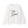 Faith Culture – Free Indeed Christian Crewneck Sweatshirt – White | Minimal Script Style Based on John 8:36 White