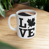 Faith Culture – LOVE Maple Leaf Mug – 11oz & 15oz | Bold Canadian Pride Gift Cup