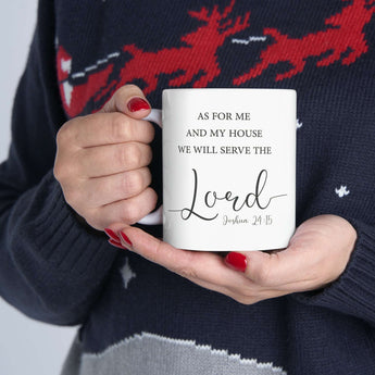 Faith Culture - 'As For Me and My House, We Will Serve the Lord' -  Joshua 24:15 Christian Ceramic Coffee, 11oz