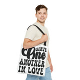 Faith Culture - Serve One Another in Love Christian Tote Bag - Inspirational Bible Verse Galatians 5:13