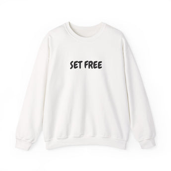 Faith Culture – Set Free Christian Crewneck Sweatshirt – White | Inspired by John 8:36