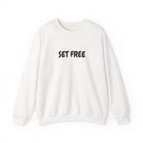 Faith Culture – Set Free Christian Crewneck Sweatshirt – White | Inspired by John 8:36