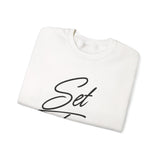 Faith Culture – Set Free Christian Crewneck Sweatshirt – White | Elegant Script Typography Sweatshirt