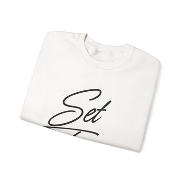 Faith Culture – Set Free Christian Crewneck Sweatshirt – White | Elegant Script Typography Sweatshirt