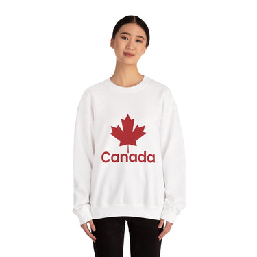 Faith Culture – Bold Maple Canada Crewneck Sweatshirt – White | Iconic National Pride Pullover
