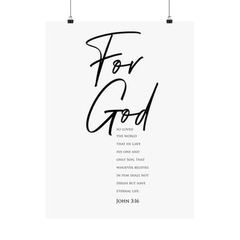 Faith Culture For God So Loved The World John 3:16 Christian Matte Poster | Minimal Scripture Typography Wall Art Print
